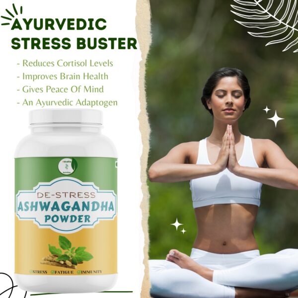 -AYURVEDIC STRESS BUSTER - Reduces Cortisol Levels - Improves Brain Health - Gives Peace Of Mind - An Ayurvedic Adaptogen Aduaita Nutrition DE-STRESS ASHWAGANDHA POWDER STRESS OFATIGUE SIMMUNITY